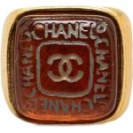 Chevalières de créateur Chanel rouges en plaqué Or seconde main pour femme 