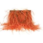 Pochettes de créateur Chanel orange en cuir avec plumes seconde main rectangulaires pour femme 
