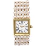 Montres de créateur Chanel Mademoiselle blanches en or jaune à perles 18 carats seconde main pour femme 