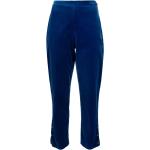 Pantalons droits de créateur Chanel bleus en velours seconde main stretch Tailles uniques pour femme 