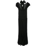 Robes plissées de créateur Chanel noires seconde main à manches courtes à col en V Tailles uniques pour femme 