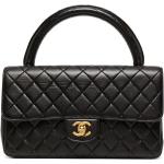 Sacs à main de créateur Chanel noirs en cuir seconde main rectangulaires look fashion pour femme 