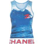 T-shirts à imprimés de créateur Chanel bleus seconde main sans manches Tailles uniques pour femme en promo 