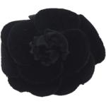 Broches de créateur Chanel noires en tissu en tissu seconde main made in France pour femme 