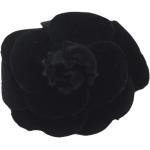 Broches de créateur Chanel noires en tissu en tissu seconde main made in France pour femme 