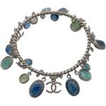 Bracelets en argent de créateur Chanel bleus en argent seconde main look fashion pour femme 