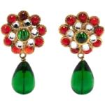 Boucles d'oreilles pendantes de créateur Chanel vertes en métal seconde main look fashion pour femme 