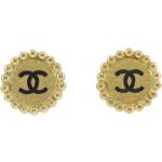 Boucles d'oreilles de soirée de créateur Chanel jaunes en métal seconde main made in France look vintage 