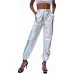 Pantalons taille haute blancs en cuir synthétique Taille XL look Hip Hop pour femme en promo 