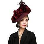 Chapeaux de mariage rouge bordeaux en paille Tailles uniques look fashion pour femme 