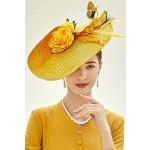Chapeaux de mariage jaunes en paille Tailles uniques look fashion pour femme 