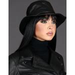 Chapeaux bob D'arienzo noirs en cuir lisse 59 cm Taille L pour femme 