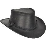 Chapeaux de cowboy House of Leather noirs en cuir Taille M look fashion pour homme 
