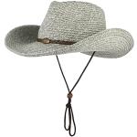 Chapeau de cowboy western avec cordon pour femme et homme Protection solaire Chapeau de plage avec large bord - gris - 7 1/4