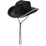 Chapeaux de cowboy pour enterrement noirs à paillettes Taille L look fashion pour femme 
