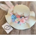 Chapeaux de paille blancs à fleurs en paille à motif fleurs enfant 