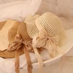 Chapeaux de paille beiges nude en paille à perles à motif papillons enfant look fashion 