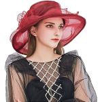 Chapeaux bob rouges en organza 58 cm Taille 3 XL look fashion pour femme 