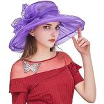 Chapeaux bob violets en organza 58 cm Taille 3 XL look fashion pour femme 