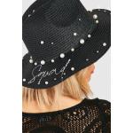 Chapeaux d'été Boohoo noirs en paille à perles Tailles uniques pour femme en promo 