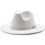 Chapeaux Fedora blancs en feutre 58 cm Taille L look fashion pour femme 