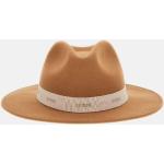 Chapeaux Fedora Guess marron à logo en laine lavable à la main 
