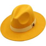 Chapeaux Fedora d'hiver jaunes en feutre Pays vegan 59 cm Taille L classiques pour femme 