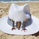 Chapeaux de paille blancs en paille 58 cm pour femme 