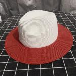 Chapeaux de paille rouges patchwork en paille Pays 56 cm look fashion pour femme 