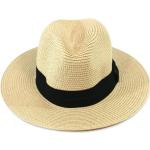 Chapeaux Fedora beiges en paille Pays 57 cm look fashion pour femme 