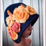 Chapeaux cloches bleues foncé en laine look vintage pour femme 