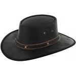 Chapeaux de cowboy Barmah noirs en cuir de vache 55 cm Taille S look fashion pour homme 