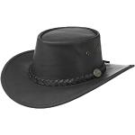 Chapeaux Fedora Barmah noirs en cuir Pays 60 cm Taille XXL look fashion pour homme 