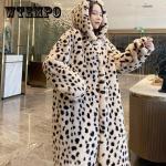 Manteaux en fourrure à effet léopard en velours à capuche Taille XL look fashion pour femme 