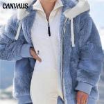 Manteaux d'automne kaki en peluche à motif USA à capuche à manches longues Taille 3 XL plus size look fashion pour femme 