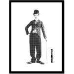 Charlie Chaplin Art Print - Géométrique Minimaliste Noir Et Blanc Affiche D'image Abstraite Moderne Décor D'art Mural Contemporain | A-Co 008