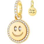 Charms en argent pour fêtes de Noël dorés en argent à perles 18 carats Emoji Smiley look fashion pour enfant 