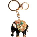Porte-clés noirs à motif éléphants look fashion 
