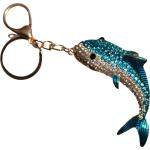 Porte-clés bleus à strass à motif requins look fashion 