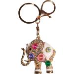Porte-clés multicolores à strass à motif éléphants look fashion 