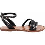 Sandales plates Chattawak noires en cuir Pointure 40 look fashion pour femme 