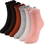Socquettes multicolores en dentelle à volants en lot de 6 Tailles uniques look fashion pour femme 