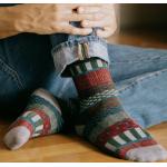 Chaussettes à rayures en coton à motif bateaux à rayures scandinaves pour homme 