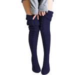 Chaussettes hautes pour fêtes de Noël d'hiver bleues Tailles uniques look fashion pour femme en promo 