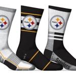 Chaussettes Pittsburgh Steelers Pour Hommes Pointures 7-12 Longueur De L'équipage Football 3 Paires