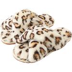 Chaussons peluche blancs à effet léopard en polaire respirants Pointure 32 look fashion pour enfant 