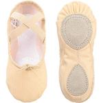 Chaussures de danse beiges en cuir synthétique respirantes Pointure 30 classiques pour fille 