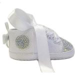 Chaussures premiers pas blanches en tissu à strass personnalisables look fashion pour enfant 