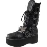 Chaussures noires en cuir synthétique en cuir vegan look gothique pour femme 