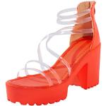 Sandales à talons orange à fermetures éclair Pointure 37,5 avec un talon entre 7 et 9cm look fashion pour femme 